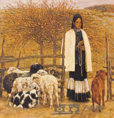 程丛林 1992年作 牧羊女 75×75cm
